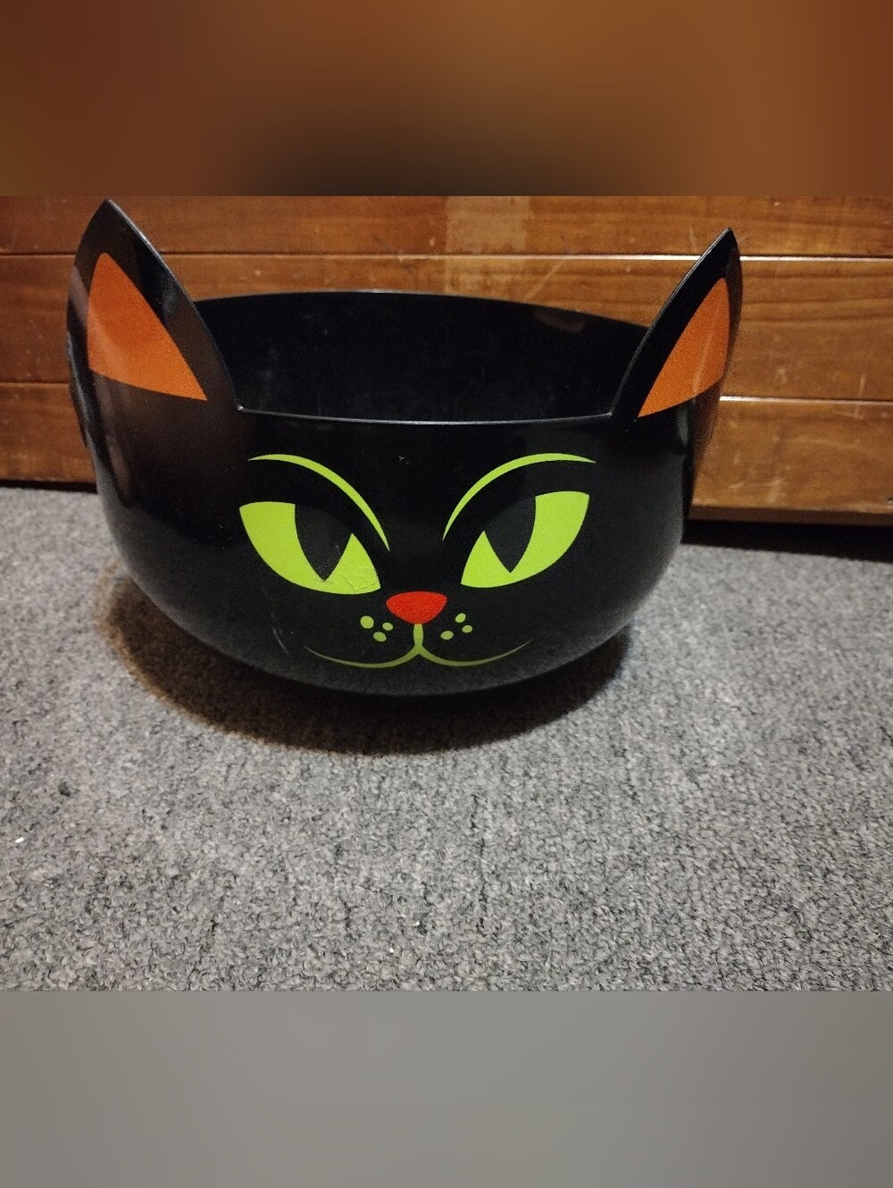 Halloween Black Cat-Shaped Candy Bowl With Green Eyes